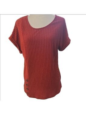 Women's Ribbed Red Top Sweater Xl